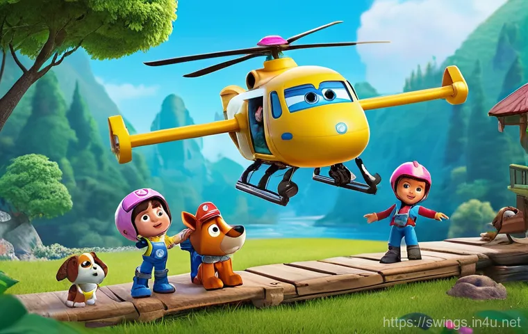 슈퍼윙스 주인공 제트의 특징 - A dynamic, action-packed animated illustration showcasing Jett, the red jet, in a mid-transformation...